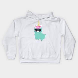 Unicorn Llama, Green Llama, Llama With Sunglasses Kids Hoodie